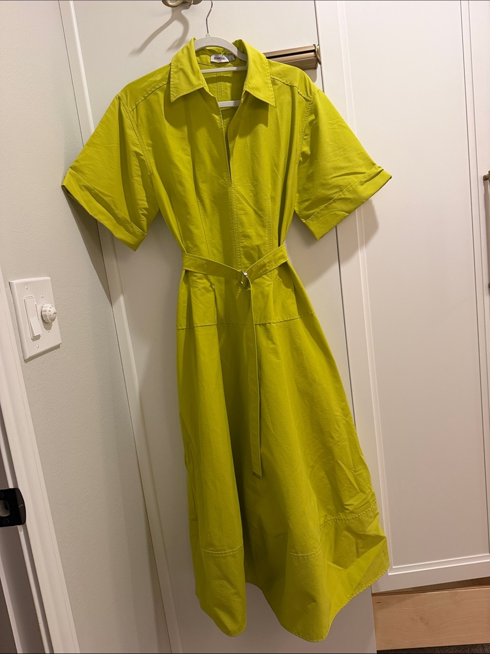 Simkhai Collared Midi Shirt Dress with Belt